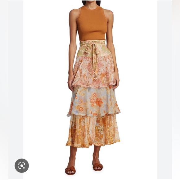 Zara silk tiered paisley skirt - Picture 9 of 11